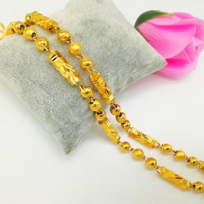 China Copper Alloy Vacuum Plating 24K Necklace Men (Gold Plated Surface), Jewelry Fashion Necklaces Solid Hexagon Beads Necklace for sale