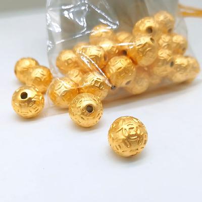 China New Designs DIY Copper Beads Accessories 3D Gold Plated Brass Gold Plated For Bracelets Necklace Wholesale Coin Beads for sale