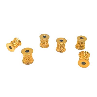 China New Copper Alloy Six-Word Incantation Barrel Beads DIY Beads Accessories 3D Hard Gold Plated Bracelets Wholesale for sale