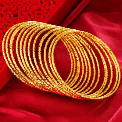 China 2019 Hot Fashion Ethnic No Fade Minimalism Delicate 65mm Diameter Fine Gold Bangle Jewelry For Girls for sale