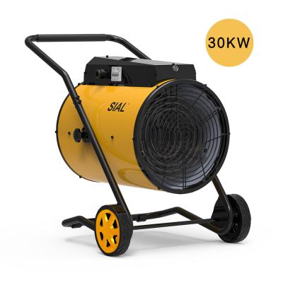 China SIAL Hotels 30KW with wheels high quality industrial electric fan heater for farm, warehouse heater and industrial heatinge quipmengt for sale