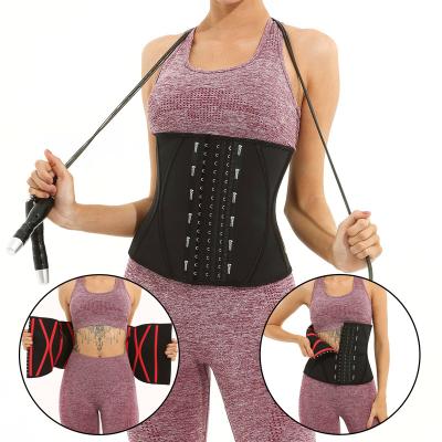 China Langqin Customized Logo Steels Bones Belly Wrap Waist Trainer Antibacterial Diet Corset 13 Long For Lady Women for sale