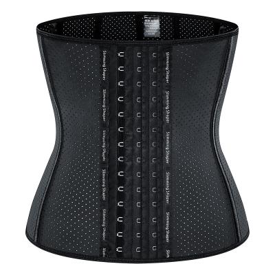 China Langqin 2021 Hot Sale Antibacterial 9 Customized Logo Sexy Steel Bone Corset Sweating Workout Latex Waist Trainer Cincher For Women For Sport for sale