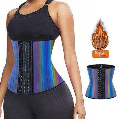 China New design shapers latex antibacterial corset slimming fajas women sweat with plus size 25 size steel bone waist trainer reflective for sale