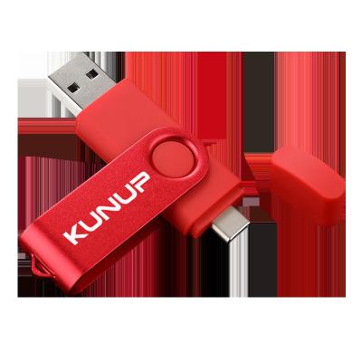 China 2 in 1 Kunup USB External Flash Drive OTG 512GB 256GB 128GB 64GB 32GB 16GB USB 3.0 TYPE-C USB Stick 2 in 1 PenDrive U Disk for sale