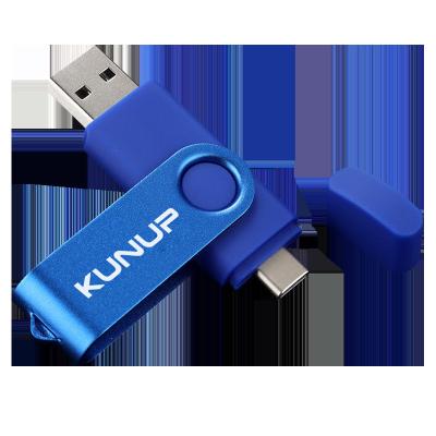 China Kunup USB 3.0 TYPE-C Metal USB Flash Drives OTG Pen Drives 512GB 256GB 128GB 64GB 32GB 16GB 2 In 1 for sale