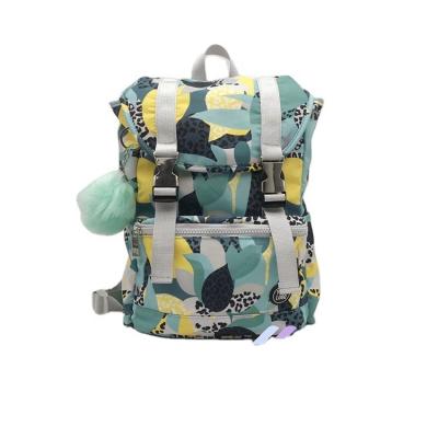 China Summer Flower Print Drawstring Waterproof Nylon Bucket Girl Waterproof Nylon Bag Green Undamaged Backpack for sale