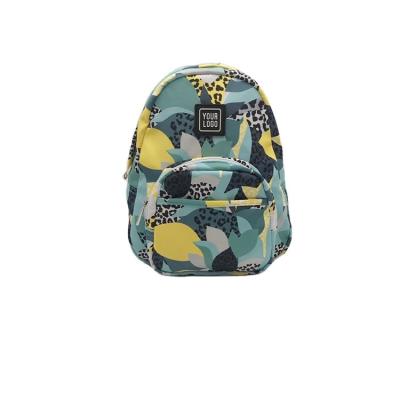 China Waterproof Mint Green Flower Printing Leisure Multi Pocket Kids Backpack School Bag For Kids for sale