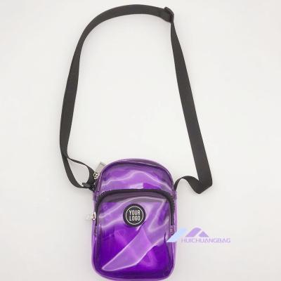 China Waterproof Purple Color PVC Clear Transparent Phone Cross - Body Bag for sale