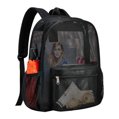 China Travel Anti-theft Black Students Fashion Backpack Beach Mesh Transparent Backpack for sale