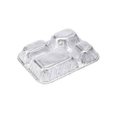 China Disposable Food Wrapper 3 Compartment Aluminum Foil Meal Food Tray With Lid for sale