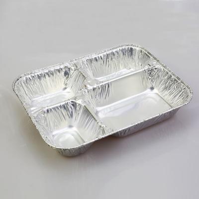 China Food Packaging 2 Compartment Aluminum Foil Dish Mold Disposable Hot Sale Pan Container Tray for sale