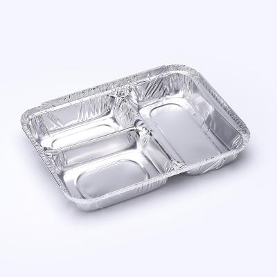 China Food Packaging 4 Compartment Aluminum Foil Container For Food Packaging Aluminum Serving Tray For Sale for sale