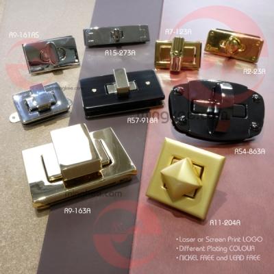 China Golden Metal Turn Lock For Handbag Hardware Fittings for sale