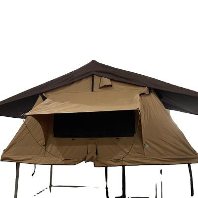 China Roof top tent factory manufacturer canvas polyester cotton waterproof body with high quality roof top tent for vehicle camping for sale