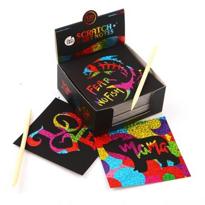 China Wholesale Notepads Kids Drawing Mini Magic Non-Toxic Rainbow Scratch Card Art Scratch Printer Colorful Paper Notes for sale