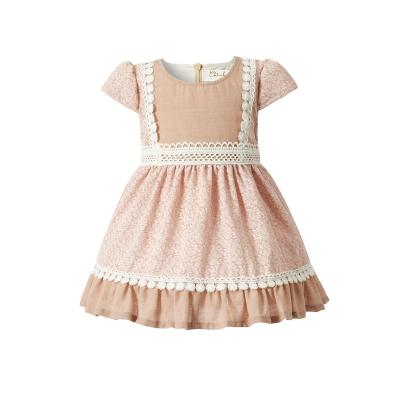 China Wholesale high quality baby clothing manufacturer washable newspaper printing princess posed soft style pastoral Dress for sale