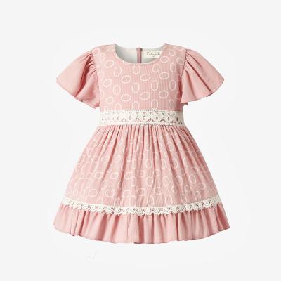 China Washable High Quality Baby Clothing Print Round Neck Summer Sweet And Daily Lively Dress Dress for sale