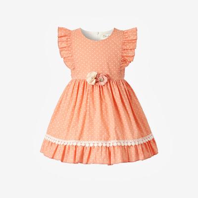 China 2022 New Washable High Quality Baby Skirt Kids Clothes Ruffles Dot Crew Neck Soft Summer Casual Dress Dress for sale