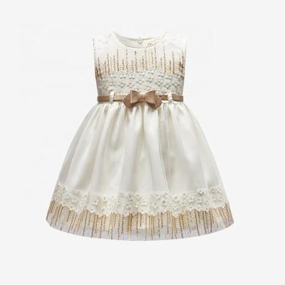 China New Baby Lovely Fashion Bridesmaid Party Princess Washable Round Sleeveless Daily Embroidery Layered Dress for sale