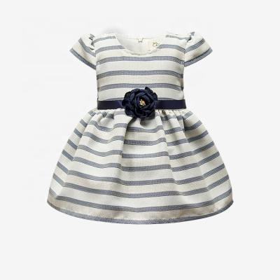 China Factory Wholesale High Quality Washable Round Neck Stripe Princess Lovely Summer Baby Dress Daily Party Layered Dress for sale