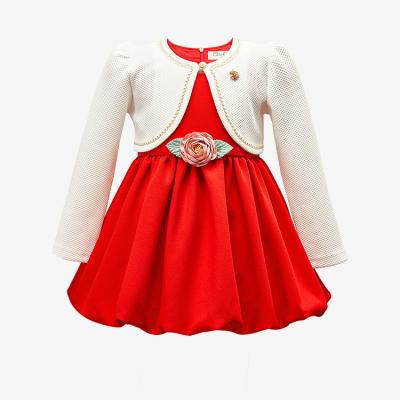 China Washable Custom Made Kids Clothing Elegant Round Neck Flower Kids Girls Dress Solid Color Dress Up Dresses For Girls for sale