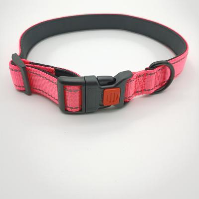 China Quick Delivery Outdoor Reflective Adjustable Plain Padded Nylon Dog Collar Staffy With Buckle for sale