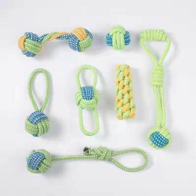 China Pet Toy Bite Resistant Cotton Rope Toy For Dog Teeth Cleaning Stocked Rope Knot Toy for sale