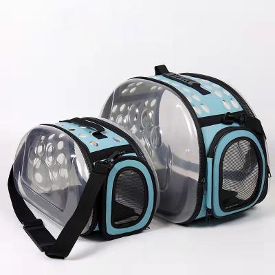 China Fashionable Transparent Foldable Breathable Stored Cat And Dog Travel Bag Pet Carrier Bag for sale