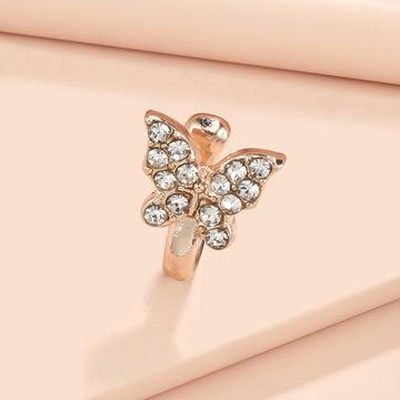 China Beautiful FASHIONABLE Gold Hanging Fake Rings Clip On Nose Ring Zircon Butterfly Nose Ring for sale