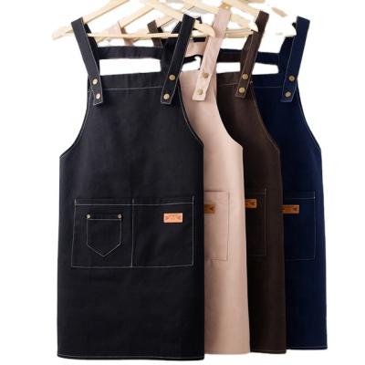 China 100% Cotton BBQ Denim Jeans Aprons Women And Men Adult Kitchens Cooking Aprons for sale