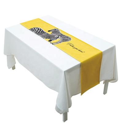 China Waterproof hot sale fashion rectangle tablecloth solid table runner tablecloth with custom design printing for sale