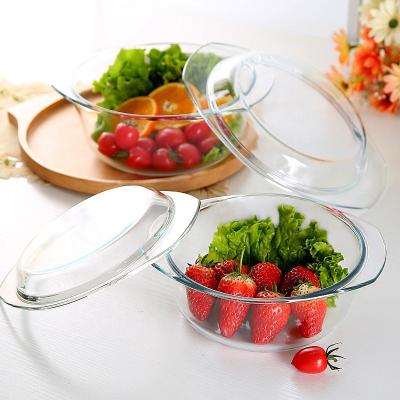 China Sustainable Clear Borosil Glass High Round Tray Deep Casserole Baking Dish With Lid for sale