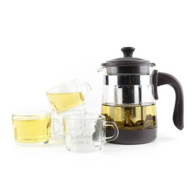 China Sustainable Wholesale China Borosilicate Glass Heat Resistant Teapot Set With Cup for sale