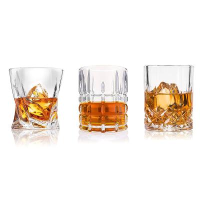 China Luxury Lead Free Diamond Liquor Glassware Barware Classic Clear Cup Whiskey Glass For Bourbon Macellan Tequila Whiskey Cocktails Christmas for sale