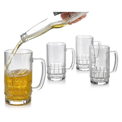 China Custom Made High Quality High Hardness Glass And High Hardness Lead Free Beer Mugs With Handle For Party Home Restaurants for sale