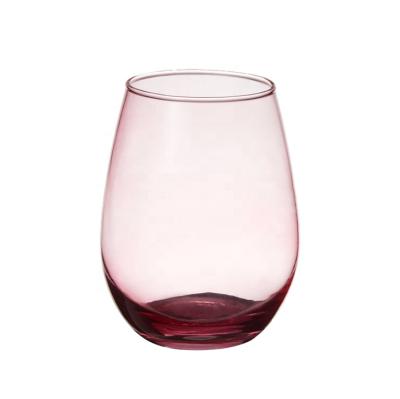 China Wholesale Eco - Friendly 420ml Crystal Pink Whiskey Wine Glasses With Thick Bottom Custom Logo for sale