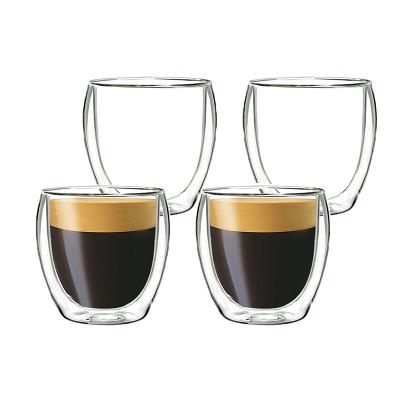 China 5oz Double Wall Sustainable Espresso Latte Glass Thermo Insulated Coffee Mugs for sale