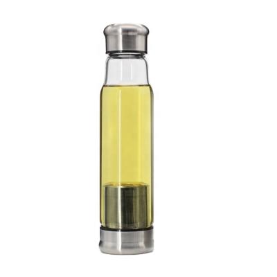 China Quality Stylish Environmental Borosilicate Infuser Viable Top Level Glass Water Bottle With Infuser for sale