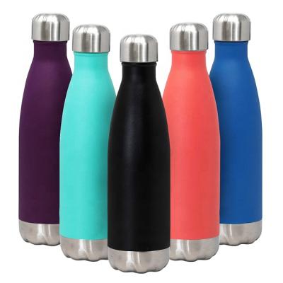 China Durable 17 oz 500ml Stainless Steel Vacuum Insulated Double Walled Cola Shape Thermos Water Bottle For 24 Hours Hot Cold 12 Hours for sale