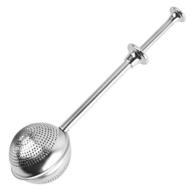 China Viable Hot Sale Tea Ball Stainless Steel Loose Leaf Tea Infuser with Push Handle for Loose Leaf Tea Spices in Home or Office for sale