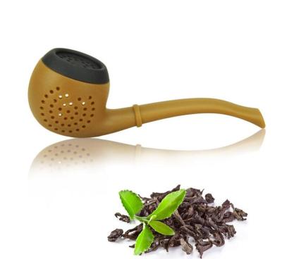 China New Viable Tobacco Pipe Shaped Silicone Tea Infuser Strainer For Loose Leaf Tea for sale