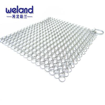 China Corrosion Resistance 304/316L Stainless Steel Cleaner Chainmail Scrubber Square And Round Shape For Cast Iron Patting for sale