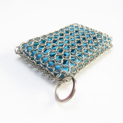 China Wholesale viable factory price stainless steel chainmail scrubber pad for home kitchen cast iron pan cleaner for sale