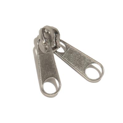 China Good Quality 3# Nylon Non Lock Double Long Slider Puller , Nickel Plated Bag Use for sale