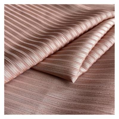 China Dyed Shrink-Resistant Bar 100% Chiffon Polyester Jacquard Chiffon Fabric For Dress Garment for sale