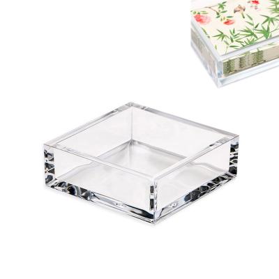 China Factory Wholesale Square Tissue Holder Acrylic Napkin Tissue Box Clear for sale