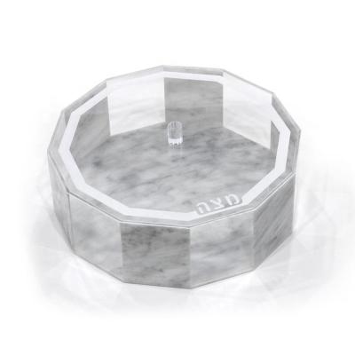 China Hexagon Acrylic Box Matza White Marble Jewish Box For Judacia Custom Acrylic Hexagon Acrylic Box for sale