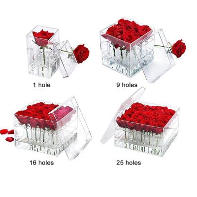 China Wholesale Factory Single Rose Box 9 Clear Acrylic Flower Box Factory 12 25 36 for sale