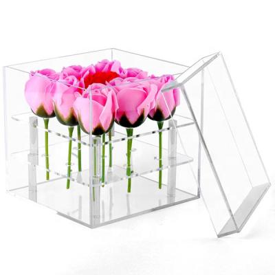 China Recycled Materials Clear Flower Packaging Box Rose Acrylic Box Wholesale for sale